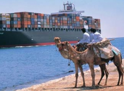 Container ship in New Suez Canal
